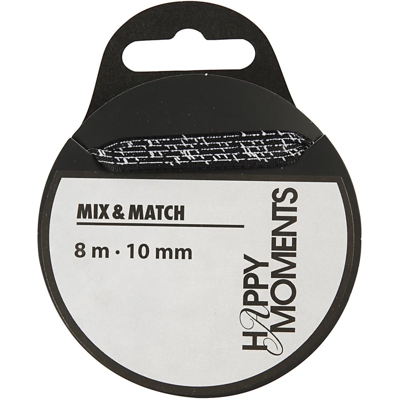 Satinband, B 10 mm, Schwarz, 8 m/ 1 Rolle [HOB-524602]