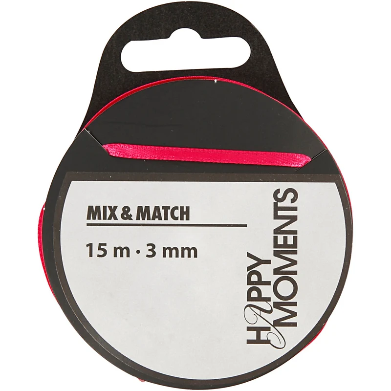 Satinband, B 3 mm, Pink, 15 m/ 1 Rolle [HOB-524509]