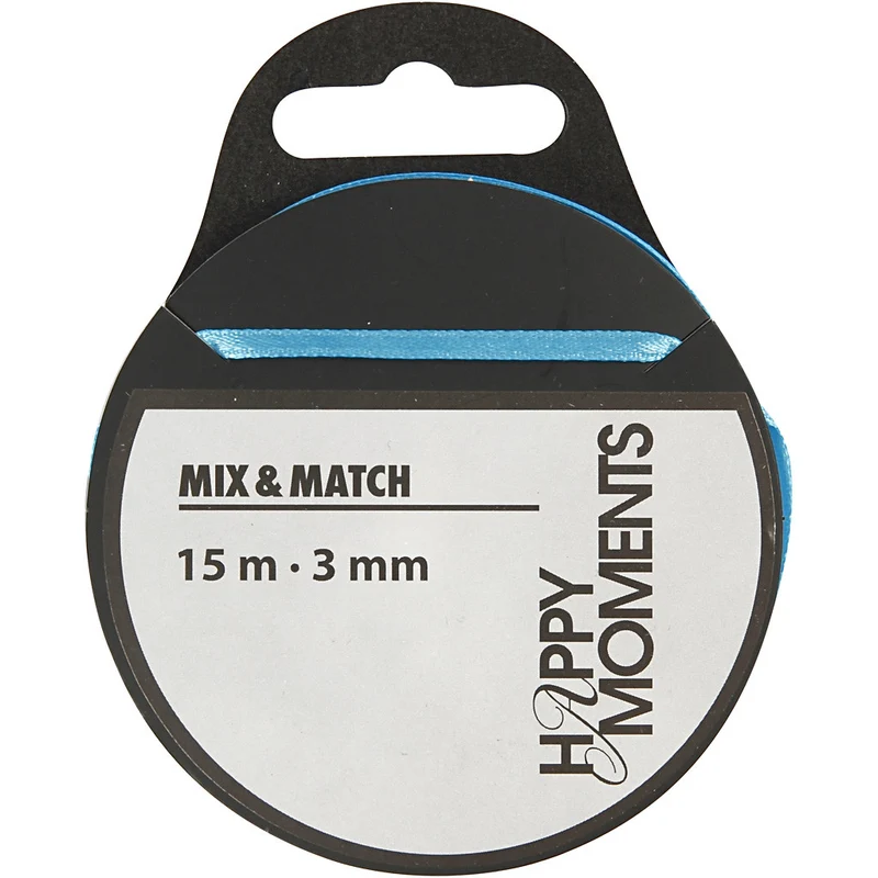 Satinband, B 3 mm, Hellblau, 15 m/ 1 Rolle [HOB-524508]