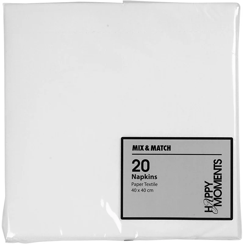 Servietten, Größe 40x40 cm, 60 g, Weiß, 20 Stk/ 1 Pck [HOB-598001]