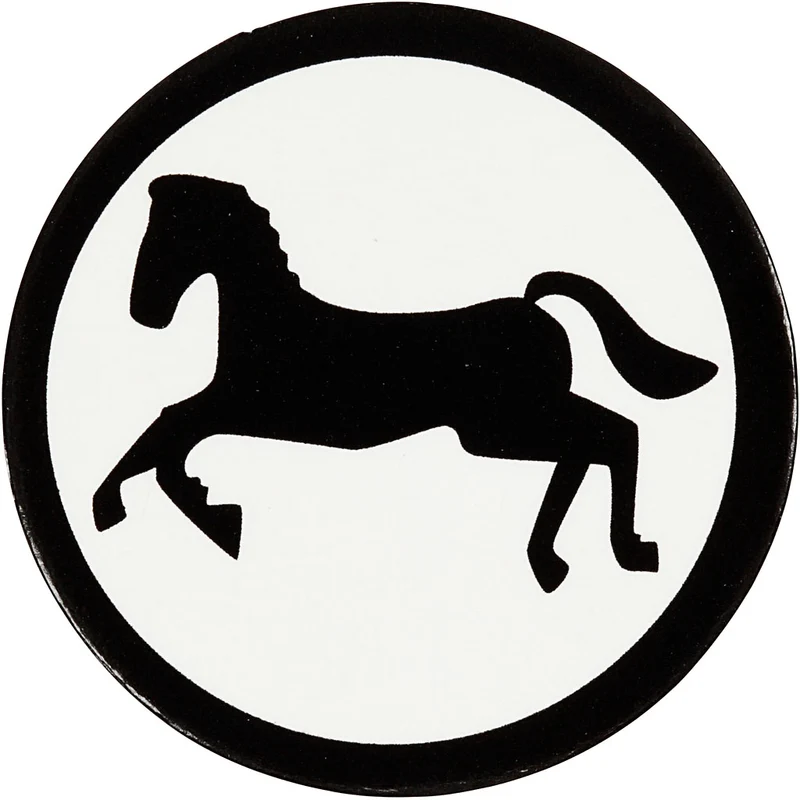 Stanzfigur aus Pappe, Pferd, D 25 mm, Weiß/Schwarz, 20 Stk/ 1 Pck [HOB-587017]