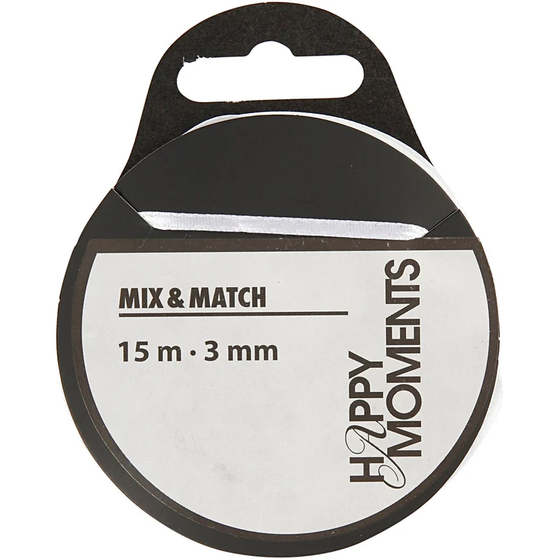 Satinband, B 3 mm, Weiß, 15 m/ 1 Rolle [HOB-524501]