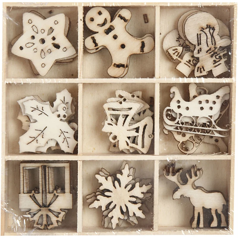Holz-Deko, Weihnachten, Größe 28 mm, 45 Stk/ 1 Pck [HOB-52378]