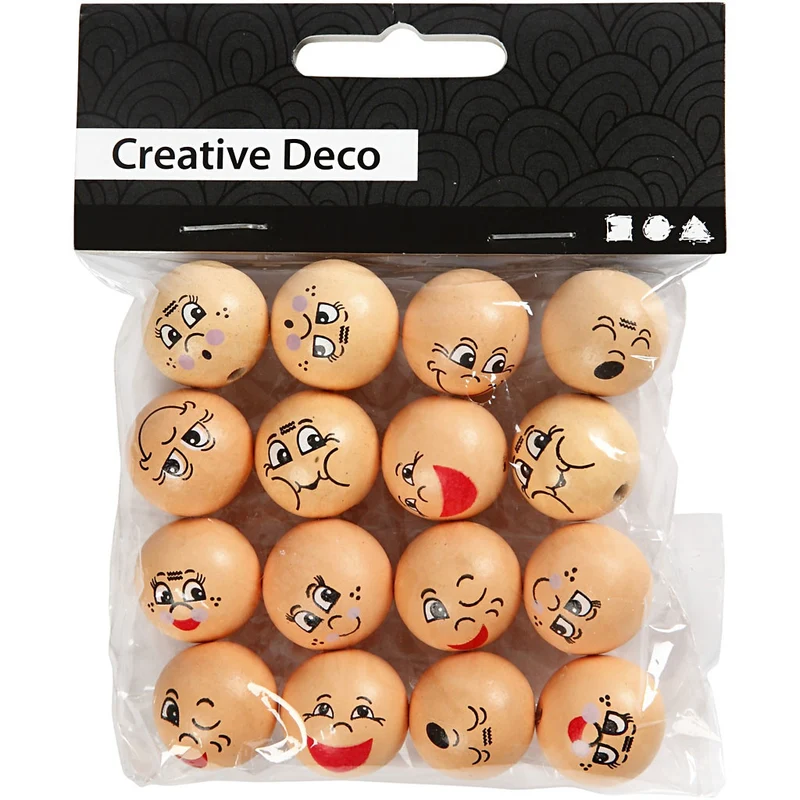 Köpfe aus Holz, D 20 mm, Hellbeige, 16 Stk/ 1 Pck [HOB-57094]