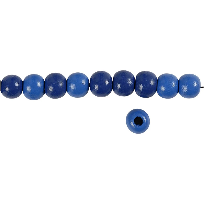 Holzperlen, D 10 mm, Lochgröße 3 mm, ca. 70 Stk, Blau, 20 g/ 1 Pck [HOB-570598]