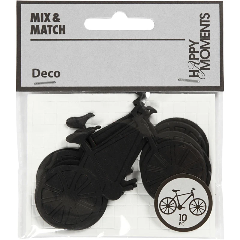 Stanzfigur aus Karton, Fahrrad, Größe 77x48 mm, Schwarz, 10 Stk/ 1 Pck [HOB-586039]