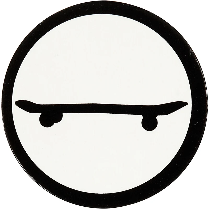 Stanzfigur aus Pappe, Skateboard, D 25 mm, Weiß/Schwarz, 20 Stk/ 1 Pck [HOB-586037]