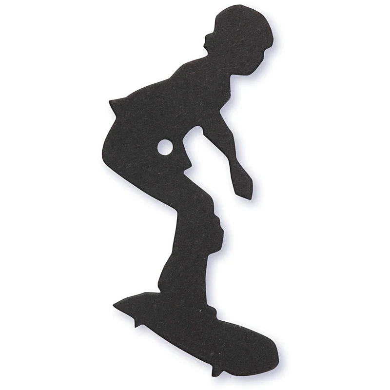 Stanzfigur aus Karton, Skater, Größe 56x67 mm, Schwarz, 10 Stk/ 1 Pck [HOB-586036]
