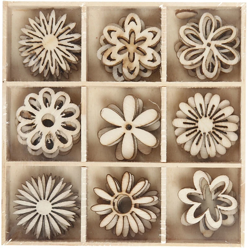 Holz-Deko, Blumen, Größe 28 mm, 45 Stk/ 1 Pck [HOB-52376]