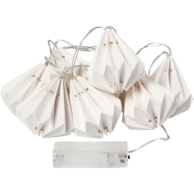 LED-Lichterkette mit Lampions, H 80 mm, L 100 cm, D 65 mm, Weiß, 1 Stk [HOB-52358]