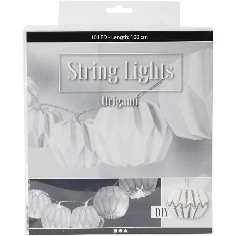 LED-Lichterkette mit Lampions, Runde Lampions, H 55 mm, L 100 cm, D 75 mm, Weiß, 1 Stk [HOB-52357]