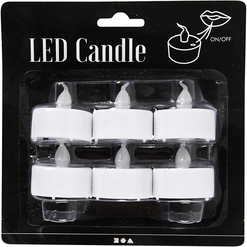 LED-Teelicht, H 35 mm, D 38 mm, 6 Stk/ 1 Pck [HOB-52332]