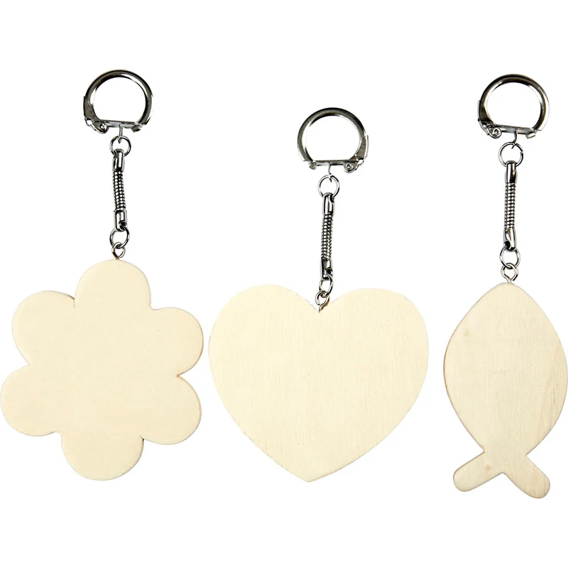 Schlüsselanhänger aus Holz, Größe 6-7 cm, Dicke 3 mm, 12 Stk/ 1 Pck [HOB-57684]