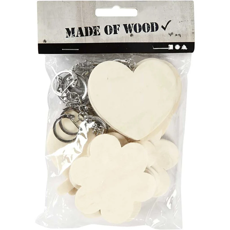 Schlüsselanhänger aus Holz, Größe 6-7 cm, Dicke 3 mm, 12 Stk/ 1 Pck [HOB-57684]