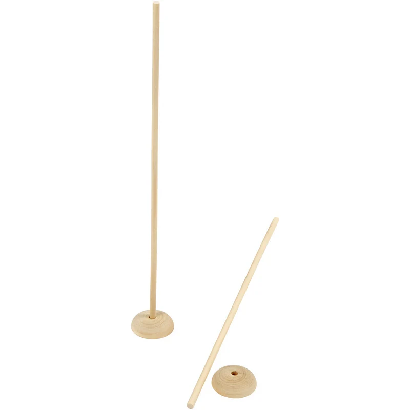 Stab mit Fuß, H 30 cm, D 6,5 cm, Lochgröße 8 mm, 5 Set/ 1 Pck [HOB-576501]