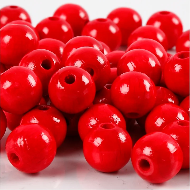 Holzperlen, D 10 mm, Lochgröße 3 mm, ca. 70 Stk, Rot, 20 g/ 1 Pck [HOB-570594]