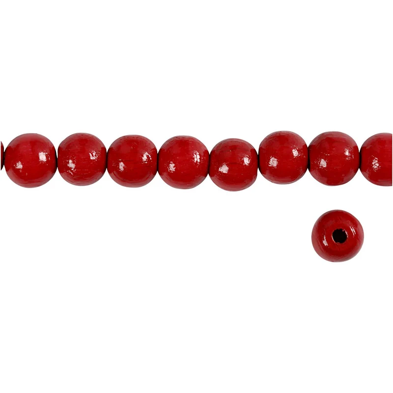 Holzperlen, D 10 mm, Lochgröße 3 mm, ca. 70 Stk, Rot, 20 g/ 1 Pck [HOB-570594]