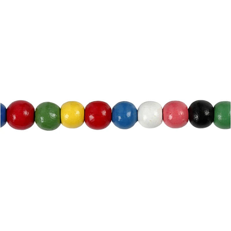 Holzperlen-Mix, D 8 mm, Lochgröße 2 mm, ca. 80 Stk, Sortierte Farben, 15 g/ 1 Pck [HOB-570499]
