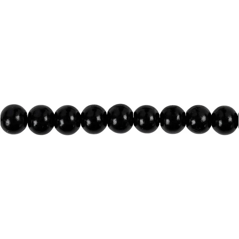Holzperlen, D 8 mm, Lochgröße 2 mm, ca. 80 Stk, Schwarz, 15 g/ 1 Pck [HOB-570495]