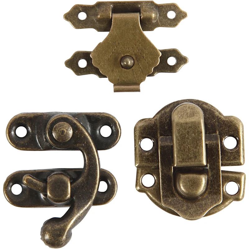 Mini-Beschläge, Größe 16x19-19x29,5 mm, Antikgold, 15 Set/ 1 Pck [HOB-58000]