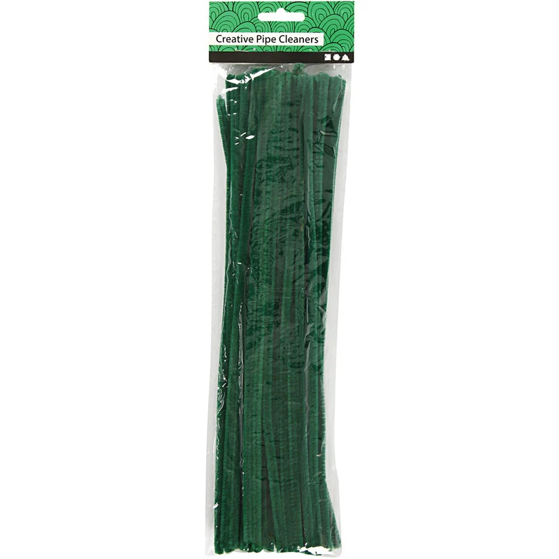 Pfeifenreiniger, L 30 cm, Dicke 6 mm, Dunkelgrün, 50 Stk/ 1 Pck [HOB-52092]