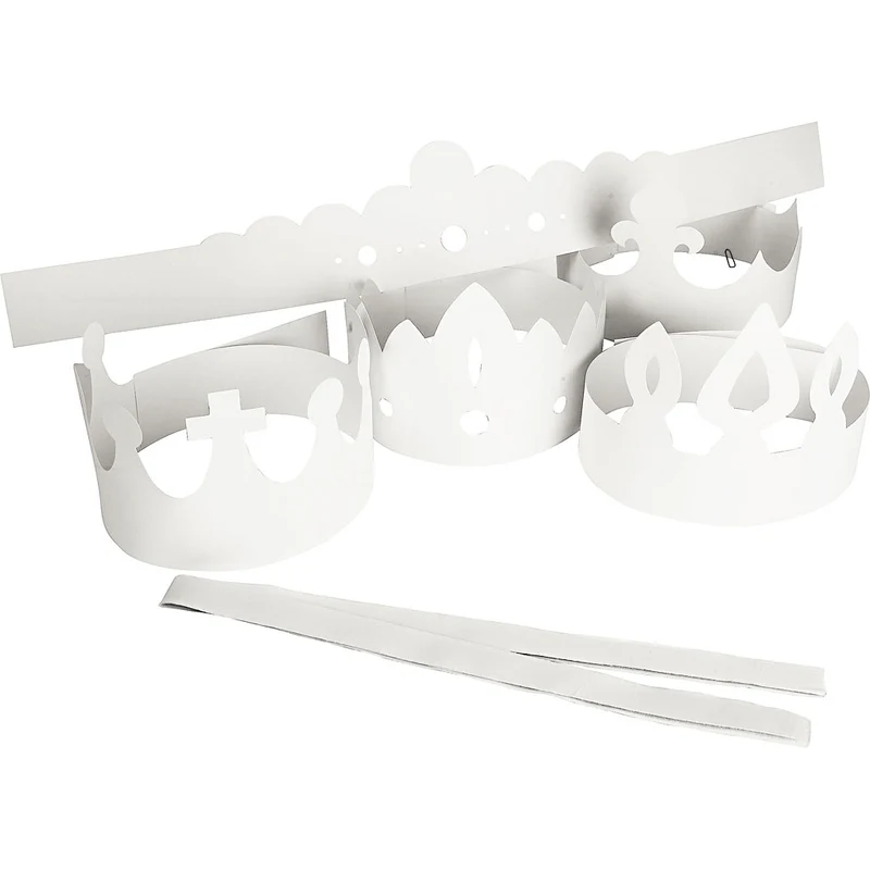 Kronen, H 10-16,5 cm, L 60 cm, 230 g, Weiß, 5 Stk/ 1 Pck [HOB-59262]