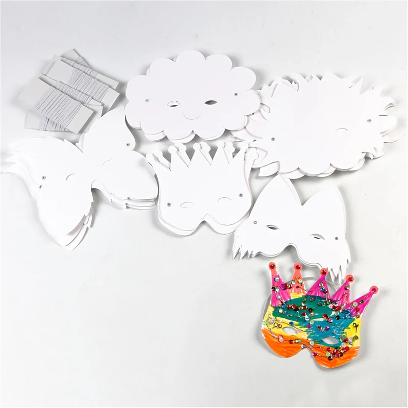 Masken mit elastischem band, H 15-20 cm, 230 g, Weiß, 100 sort./ 1 Pck [HOB-59261]