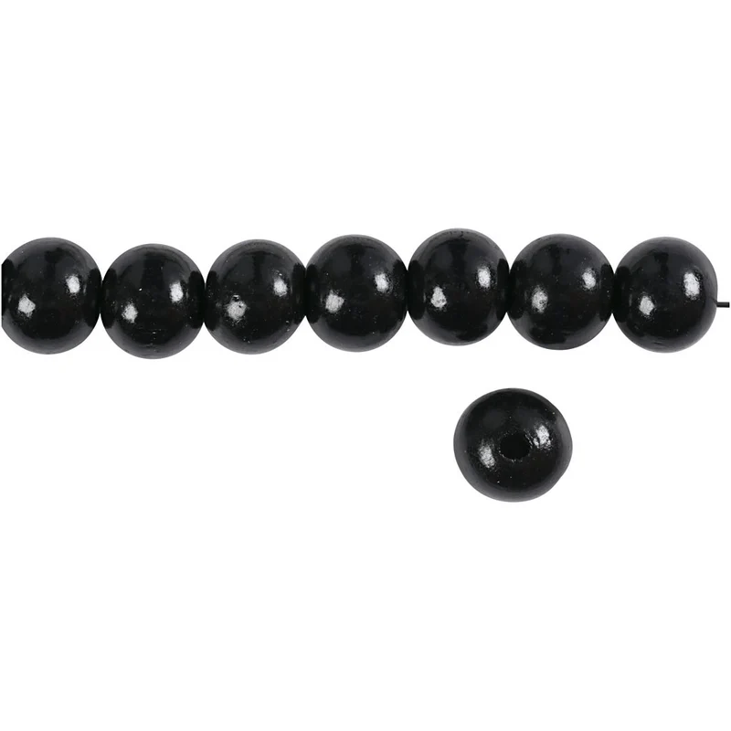 Holzperlen, D 12 mm, Lochgröße 3 mm, Schwarz, 22g/ 1 Pck [HOB-570415]