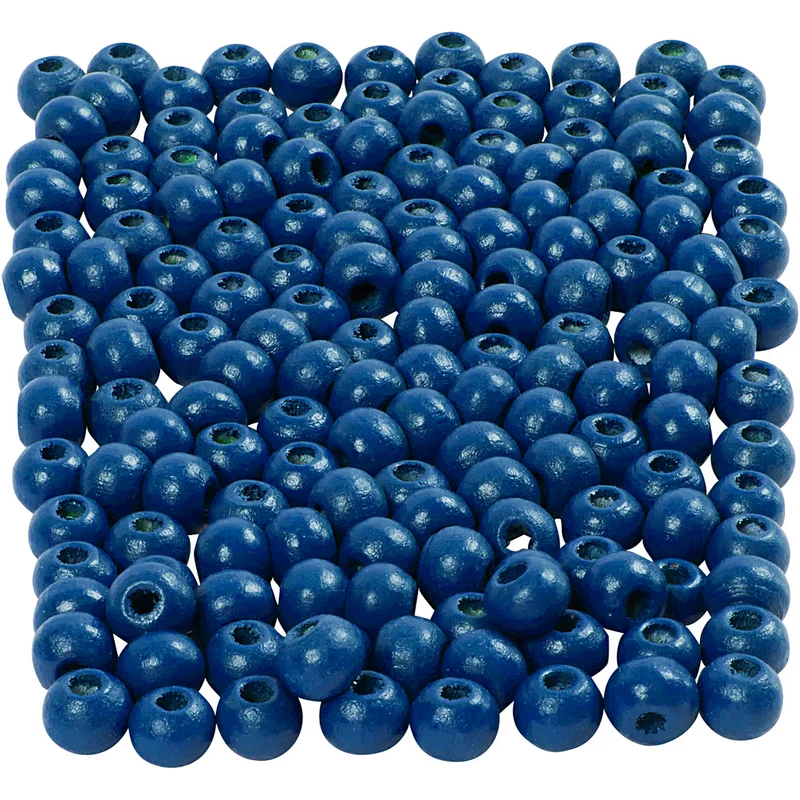 Holzperlen, D 5 mm, Lochgröße 1,5 mm, ca. 150 Stk, Blau, 6 g/ 1 Pck [HOB-570398]