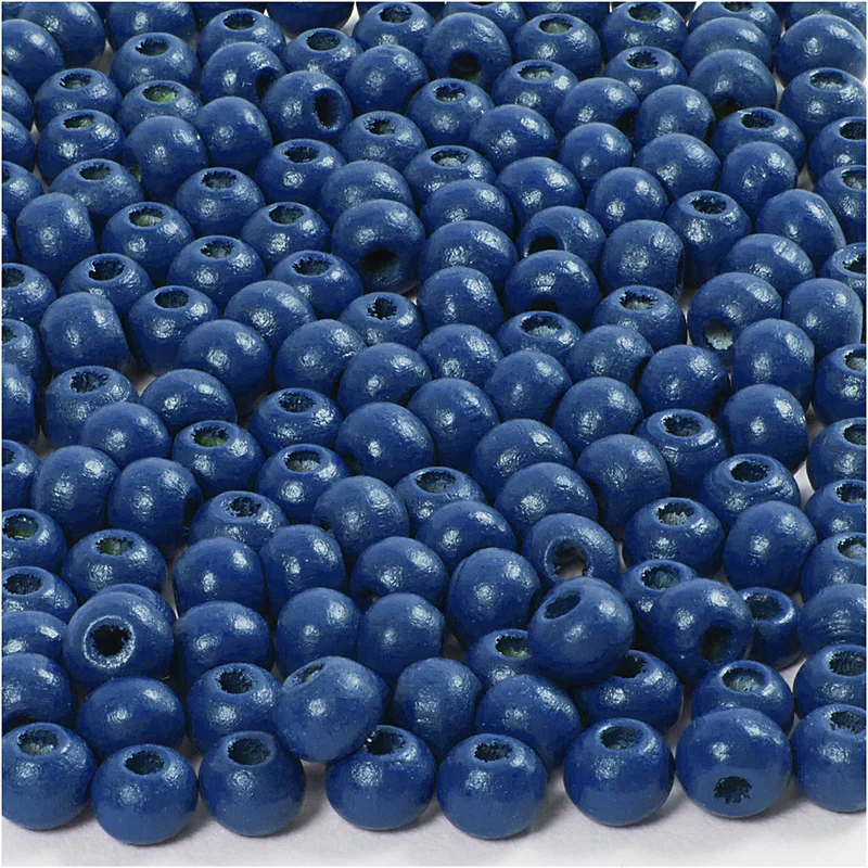 Holzperlen, D 5 mm, Lochgröße 1,5 mm, ca. 150 Stk, Blau, 6 g/ 1 Pck [HOB-570398]