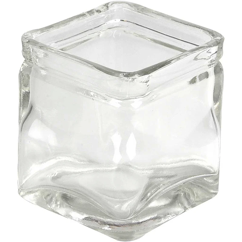 Kerzenglas, H 8 cm, Größe 7,5x7,5 cm, 12 Stk/ 1 Pck [HOB-55814]