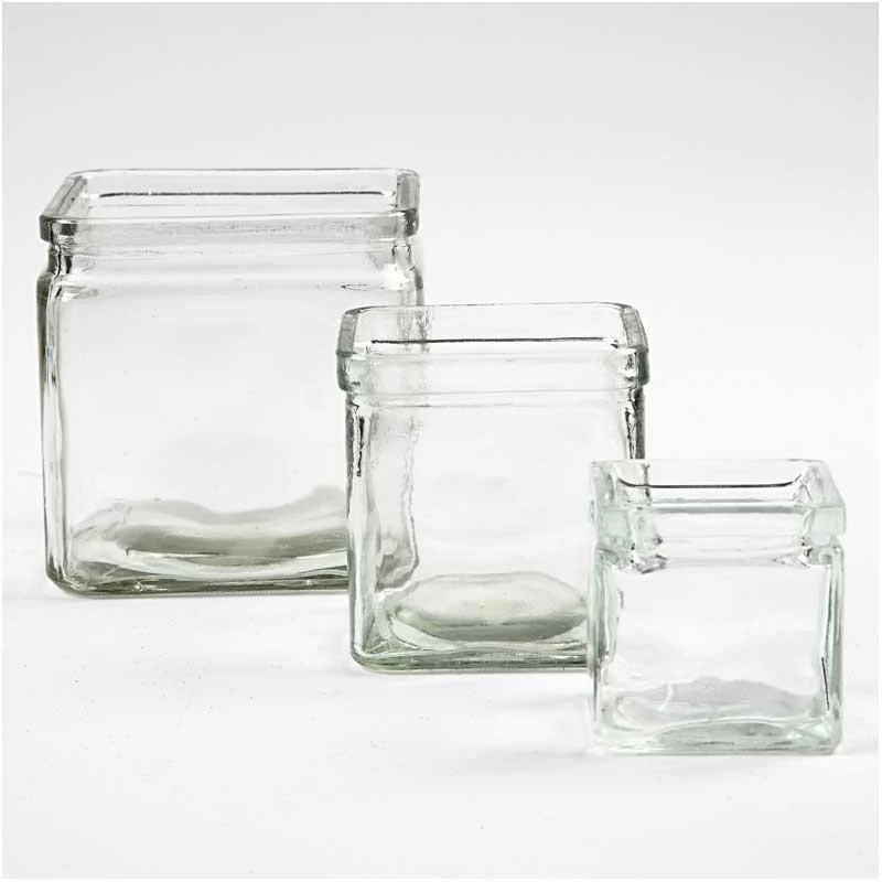 Kerzenglas, H 5,5 cm, Größe 5,5x5,5 cm, 12 Stk/ 1 Pck [HOB-55812]