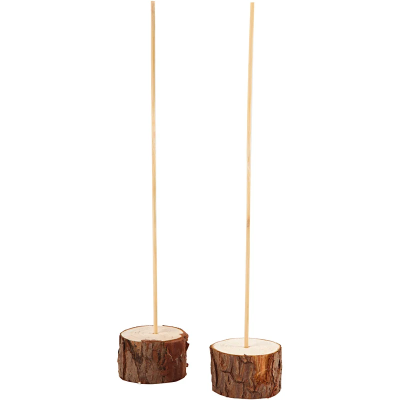 Holzfüße mit Stab, H 3 cm, D 5 cm, 2 Set/ 1 Pck [HOB-57929]