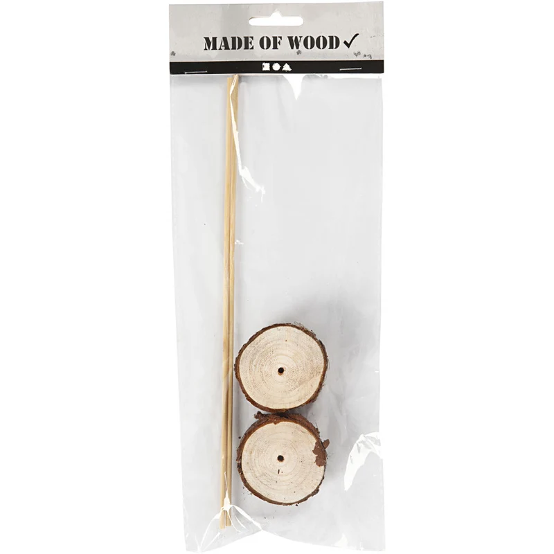 Holzfüße mit Stab, H 3 cm, D 5 cm, 2 Set/ 1 Pck [HOB-57929]