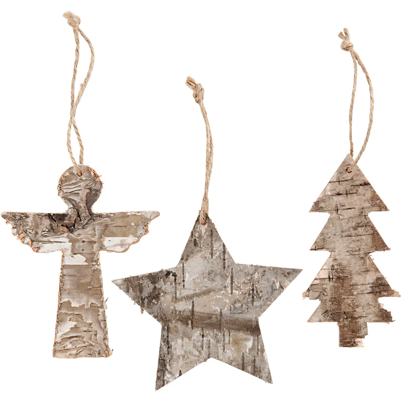 Weihnachtliche Holzfiguren, H 10 cm, B 8 cm, 3 Stk/ 1 Pck [HOB-57925]