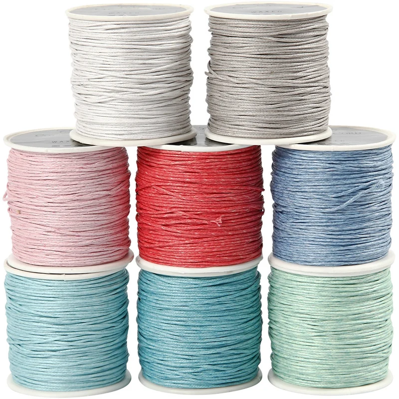 Baumwollschnur, Dicke 1 mm, Sortierte Farben, 8x40 m/ 1 Pck [HOB-51967]