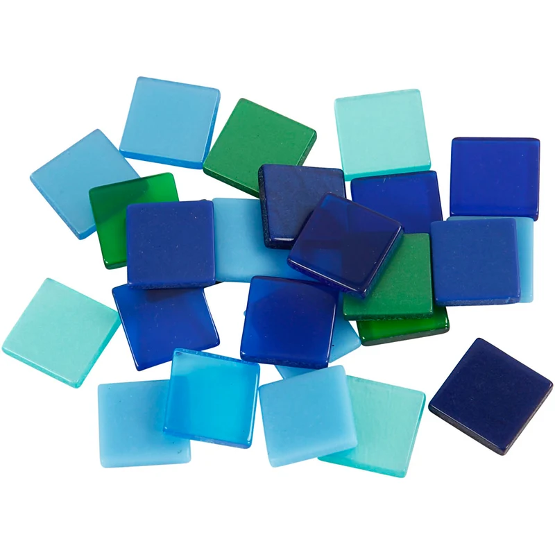 Mini-Mosaik, Größe 10x10 mm, Dicke 2 mm, Harmonie in Blau-Grün, 25 g/ 1 Pck [HOB-51930]