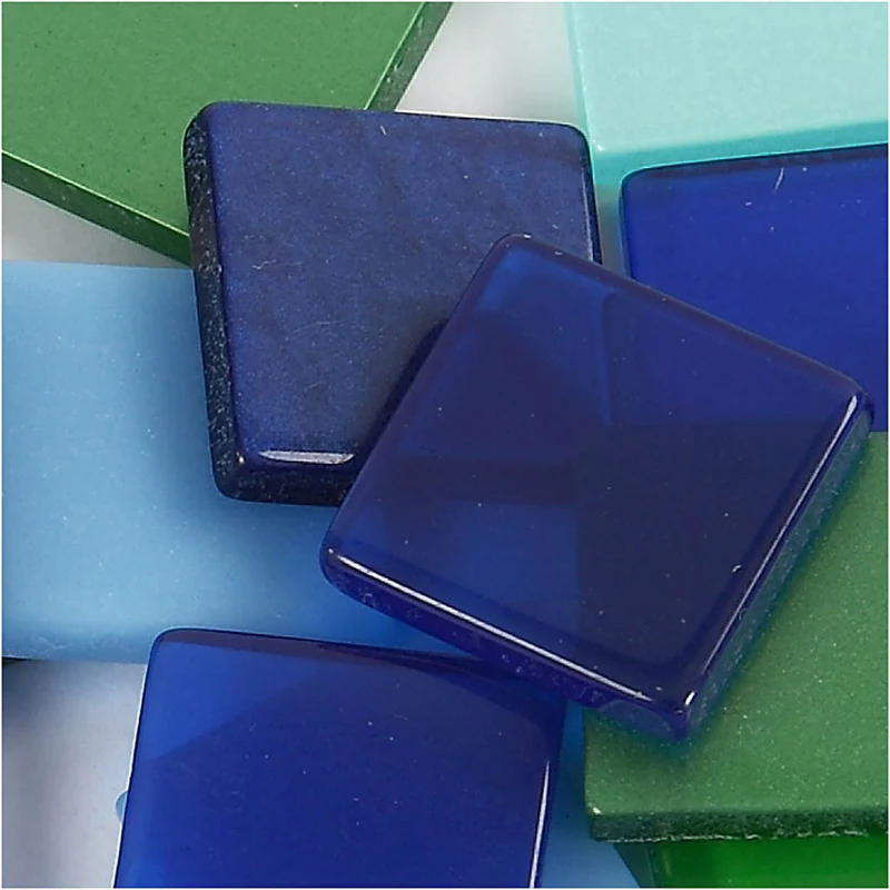 Mini-Mosaik, Größe 10x10 mm, Dicke 2 mm, Harmonie in Blau-Grün, 25 g/ 1 Pck [HOB-51930]