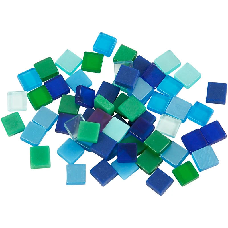 Mini-Mosaik, Größe 5x5 mm, Dicke 2 mm, Harmonie in Blau-Grün, 25 g/ 1 Pck [HOB-51929]