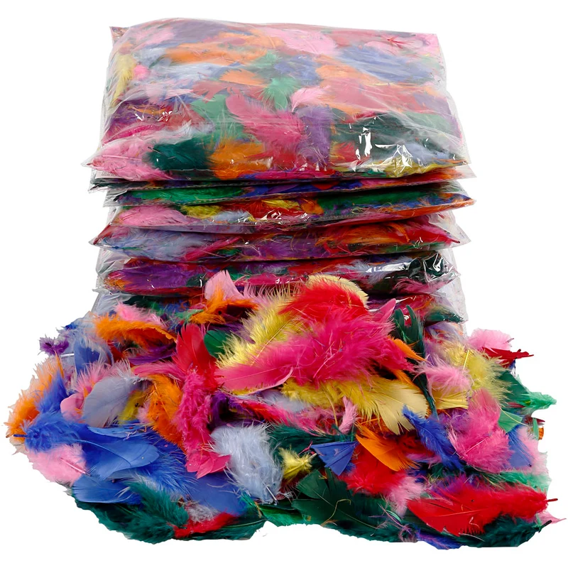 Daunen, Größe 7-8 cm, Sortierte Farben, 10x50 g/ 1 Pck [HOB-51660]