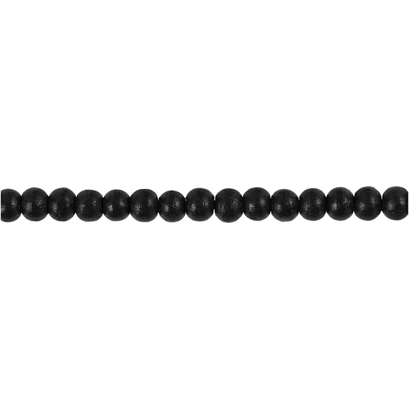 Holzperlen, D 5 mm, Lochgröße 1,5 mm, ca. 150 Stk, Schwarz, 6 g/ 1 Pck [HOB-570395]