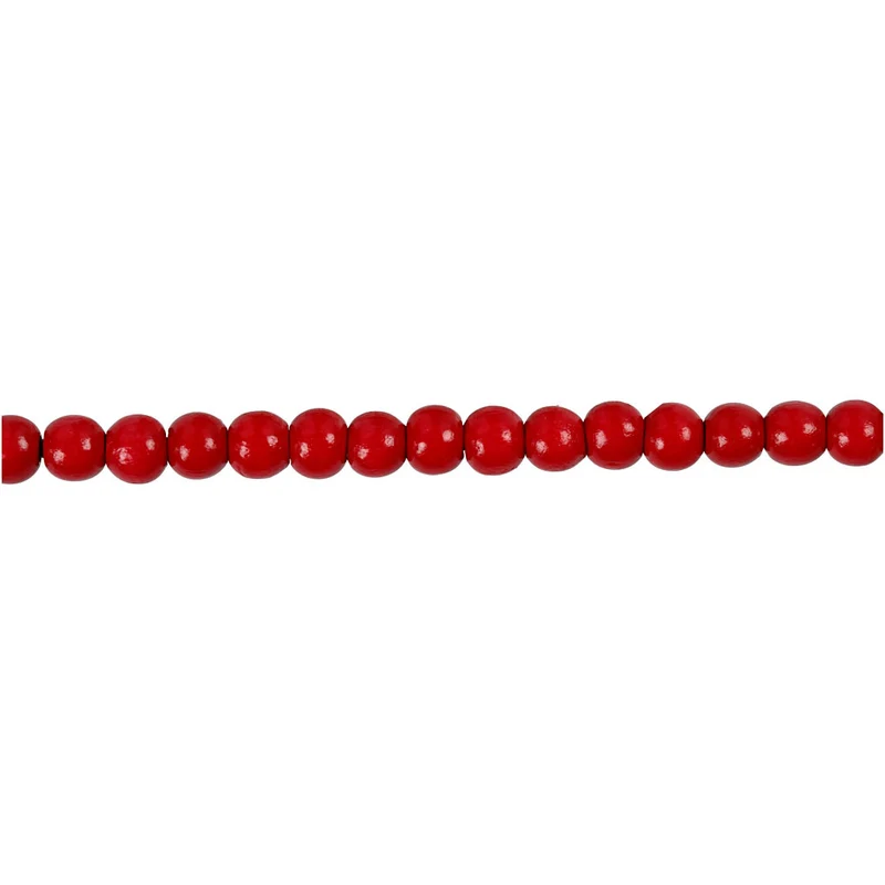 Holzperlen, D 5 mm, Lochgröße 1,5 mm, ca. 150 Stk, Rot, 6 g/ 1 Pck [HOB-570394]