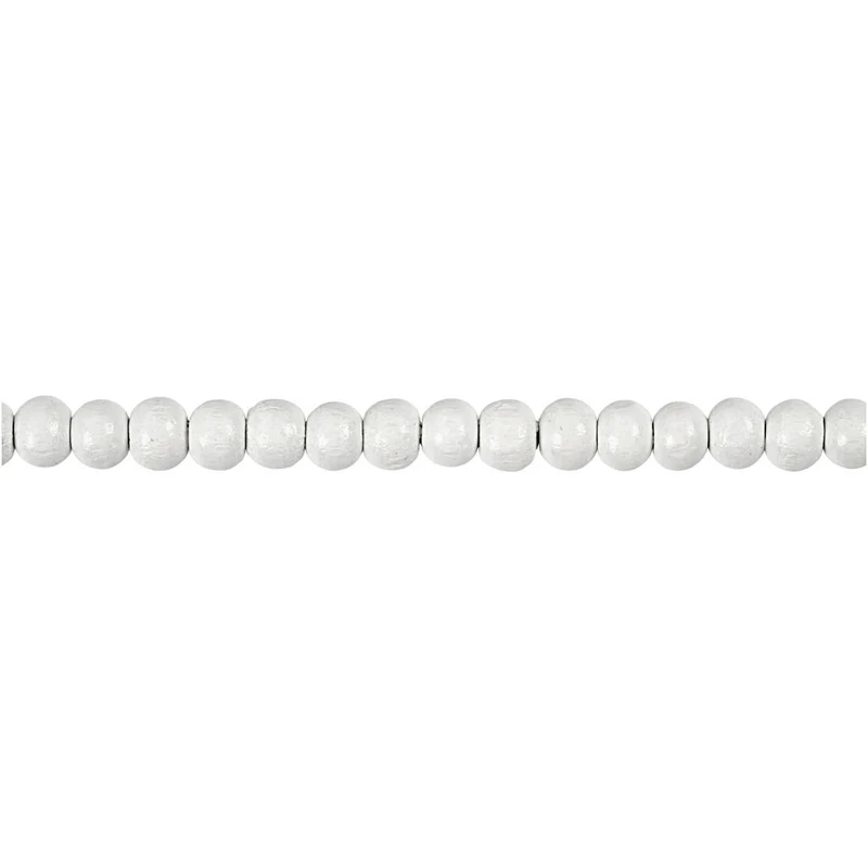 Holzperlen, D 5 mm, Lochgröße 1,5 mm, ca. 150 Stk, Weiß, 6 g/ 1 Pck [HOB-570392]