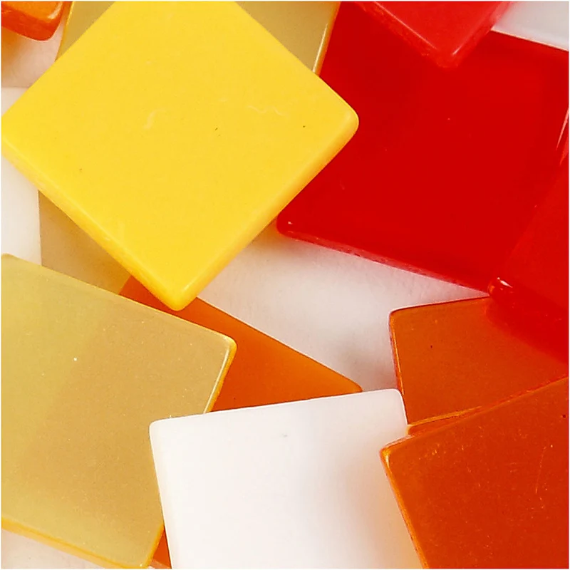 Mini-Mosaik, Größe 10x10 mm, Dicke 2 mm, Harmonie in Rot-Orange, 25 g/ 1 Pck [HOB-51923]