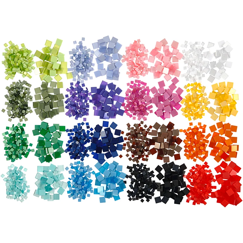 Mini-Mosaik, Größe 5x5+10x10 mm, Dicke 2 mm, 32x25 g/ 1 Pck [HOB-51921]