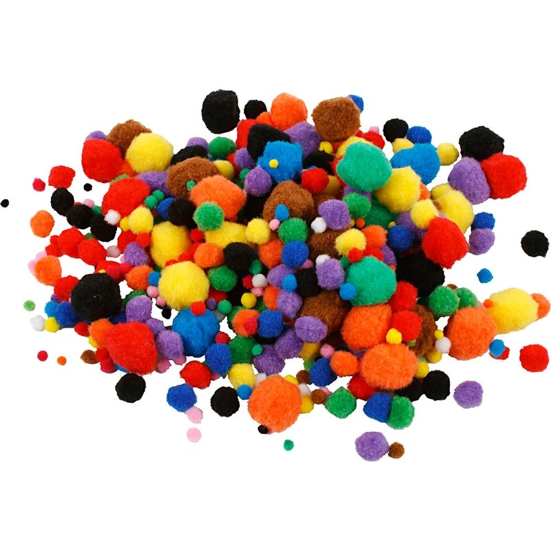 Pompons, D 5-40 mm, ca. 150 Stk, Sortierte Farben, 42 g/ 1 Pck [HOB-518900]