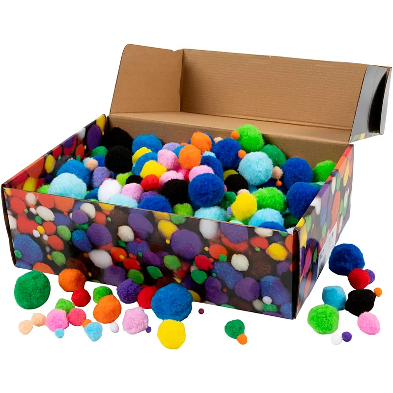 Pompons, D 5-40 mm, ca. 720 Stk, Sortierte Farben, 200 g/ 1 Pck [HOB-51890]