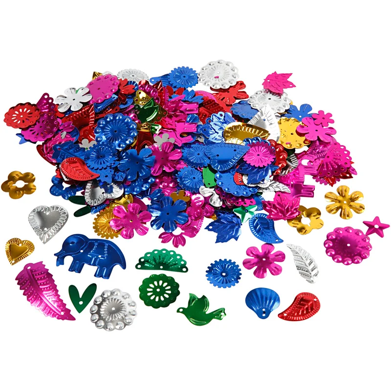 Pailletten, Größe 15-45 mm, Kräftige Farben, 30 g/ 1 Pck [HOB-522510]