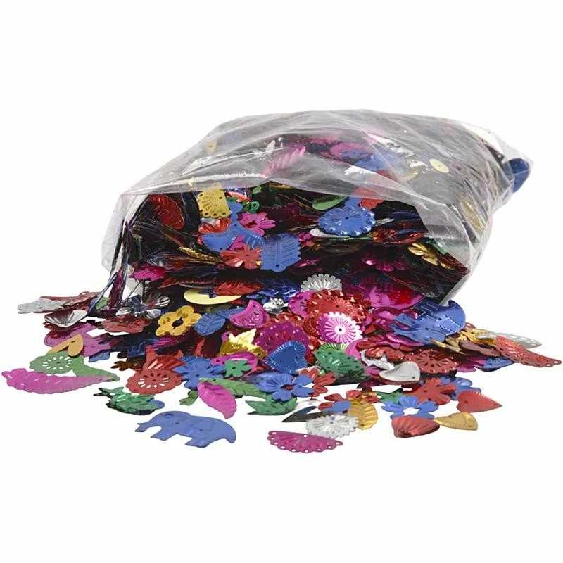 Pailletten, Größe 15-45 mm, Kräftige Farben, 400 g/ 1 Pck [HOB-52251]