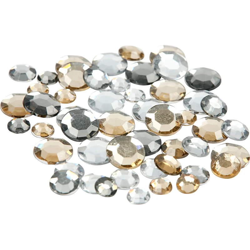 Strasssteine, rund, Größe 6+9+12 mm, Golden irisierend, 360 Stk/ 1 Pck [HOB-52245]